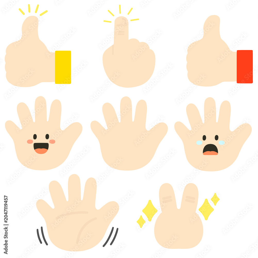Fototapeta premium Hand Gesture Collection Illustration with Cute Cartoon Hands