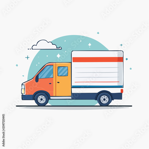Flat design illustration of a delivery truck