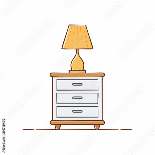 Flat design illustration of a nightstand with a lamp