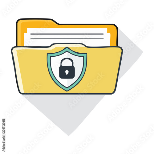 Secure folder icon with lock and shield