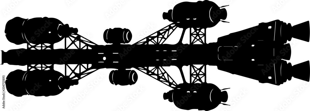 Obraz premium Space shuttle, rocket, spacecraft, vehicle, black silhouette, illustration