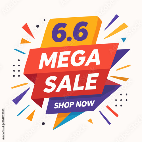 6.6 Mega Sale colorful promotional banner design