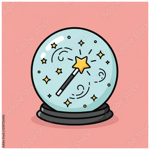 Fotografija Crystal ball with magic wand inside.