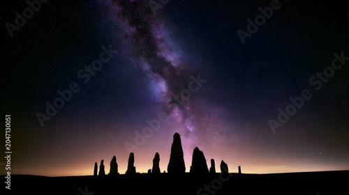 Ancient stones meet a breathtaking night sky inspiring wonder and timeless cosmic mystery