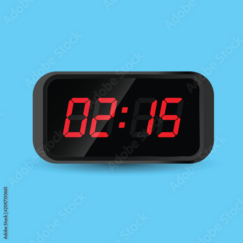 Digital Clock 02:15 Fifteen Minutes Past Two Vector Illustration Icon