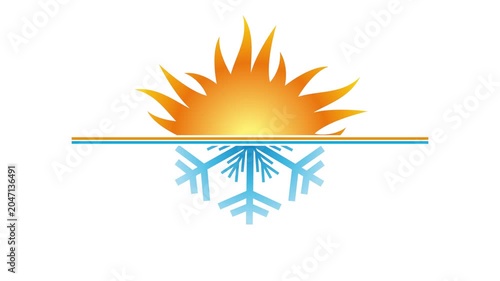 Climate control concept showing sun and snowflake
