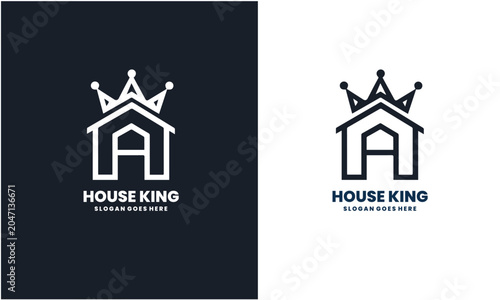House King Logo Design with Crown and Letter A Symbol