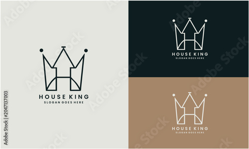 Obraz na plátne House King Logo Design with Crown and Slogan