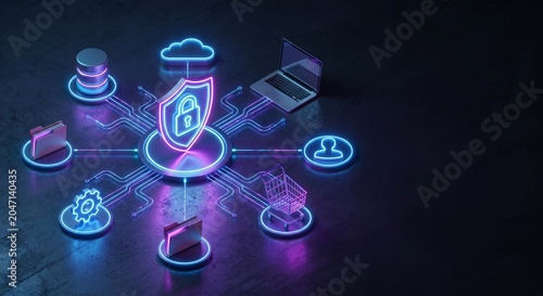 Concept of zero trust architecture and corporate data protection for digital trust in modern business