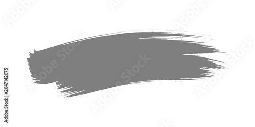 A minimalist black ink brush stroke sweeping in a smooth arc, with textured edges and fading bristle marks on a clean white texture background vector.
