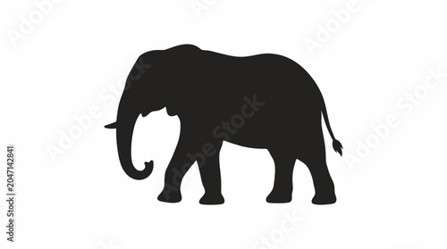 Foto Black silhouette of an elephant walking.