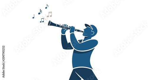 Fotografija Man playing a musical instrument outdoors.