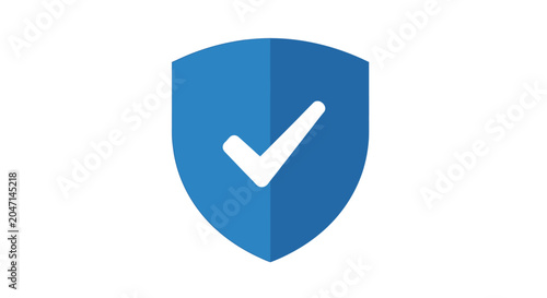 Plakat Blue Shield with Check Mark.