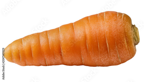 Schilderij op canvas Orange carrot root vegetable with visible texture and ridges