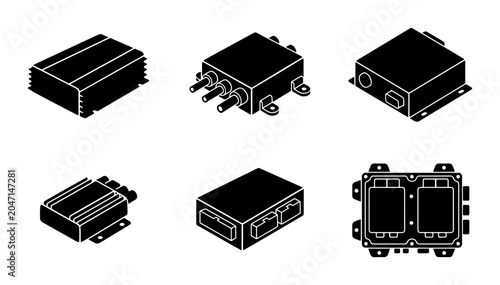 Fotografie Electronic Device Icons, Technology Components, Circuitry Modules, Digital Hardw