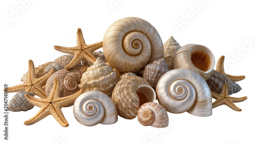 Tableau sur toile Assorted Seashells and Starfish Collection