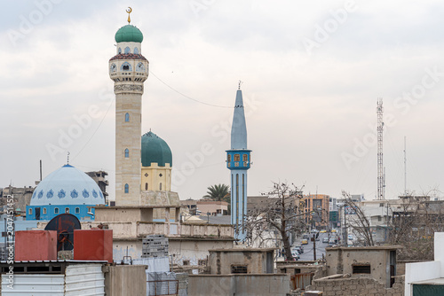 Above the rooftops of the city of Mosul in Iraq