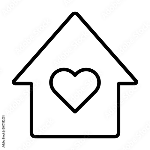 Home With Heart Line Icon