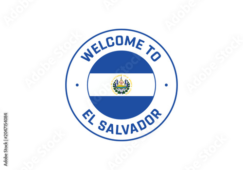 Welcome to EL SALVADOR Travel Badge with National Flag of EL SALVADOR, Flag of EL SALVADOR, Welcome to EL SALVADOR