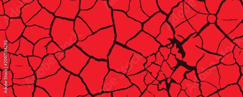 Vibrant red cracked earth texture background