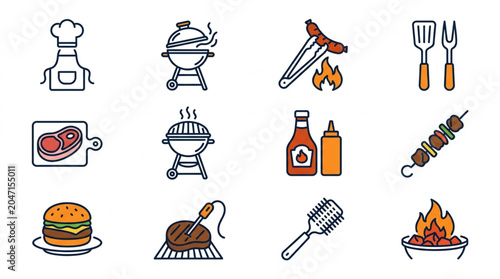 Barbecue and Grilling Illustration Set