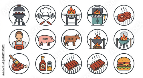 Barbecue and Grilling Illustration Set