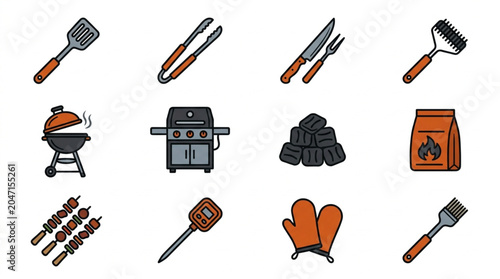 Barbecue and Grilling Accessories Illustration