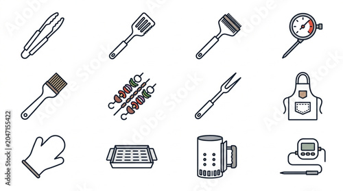 Kitchen Tools and Appliances Icon Set