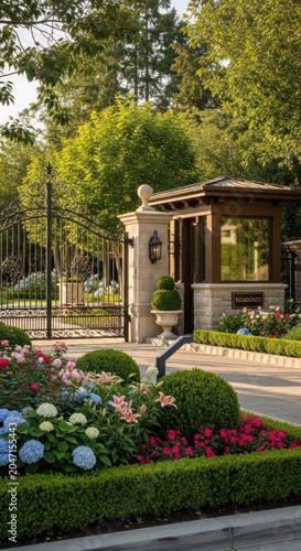 Elegant Guard House Entrance at a Gated Residential Community.