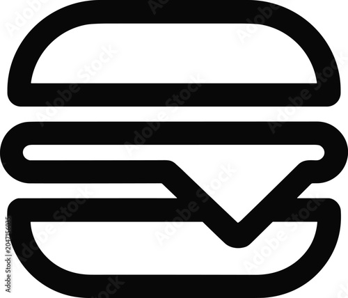 Minimalist hamburger with thick black outline on white background