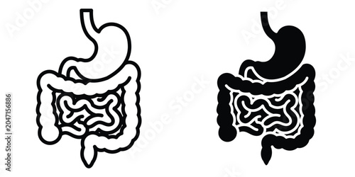 Fotografía Digestion icon set in outlined drawings with flat version.