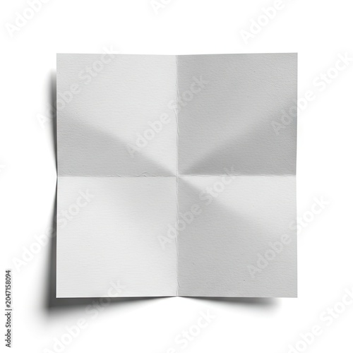 Blank white paper folded into four squares with shadow.