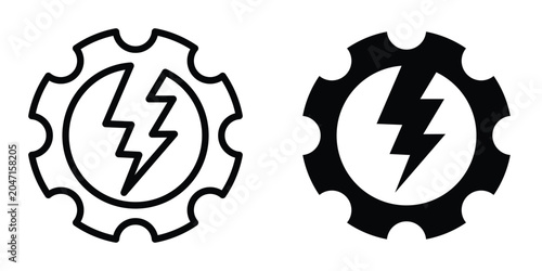 Obraz na plátně Energy icon set in outlined drawings with flat version.