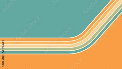 Abstract background of rainbow groovy Wavy Line design in 1970s Hippie Retro style. Vector pattern ready to use for cloth, textile, wrap and other.