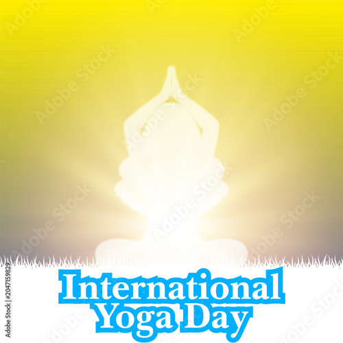 International Day of Yoga Glowing Meditation Silhouette Vector Background with Wellness and Mindfulness Theme