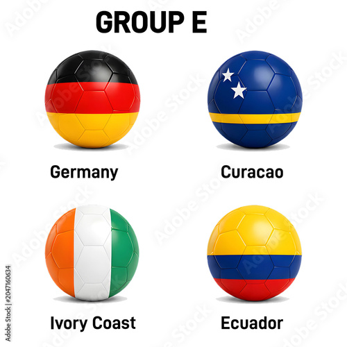 2026 Soccer Tournament Group E Team Flag Balls Illustration