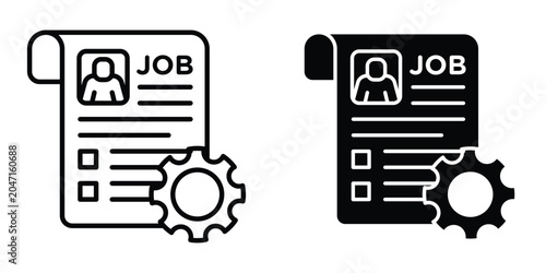 Obraz na płótnie Job description icon set in outlined drawings with flat version.