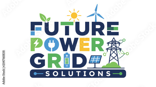 Future Power Grid Solutions Concept for Modern Energy.