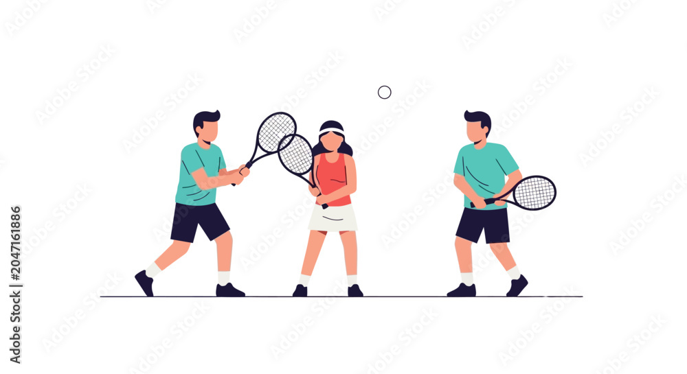 Fototapeta premium People Playing Tennis Together.