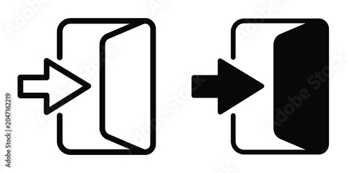 Cuadro en lienzo Login icon set in outlined drawings with flat version.