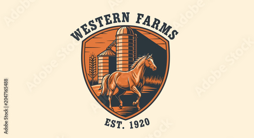 Western Farms Est. 1920 logo with horse and farm buildings.