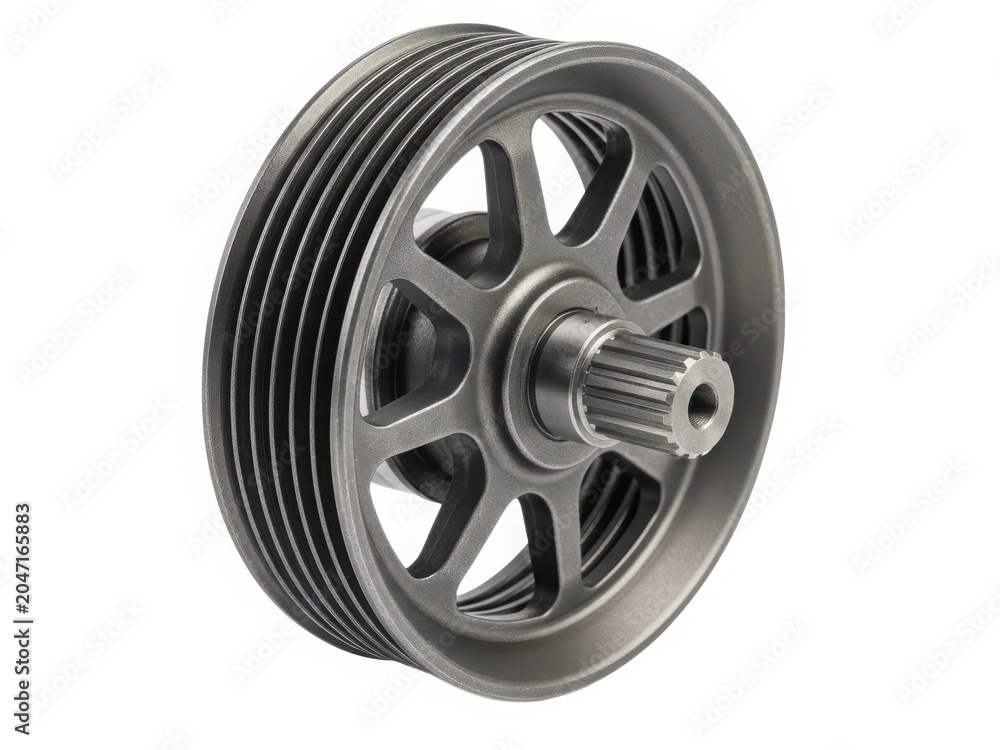 Obraz premium Metal pulley with grooved rim