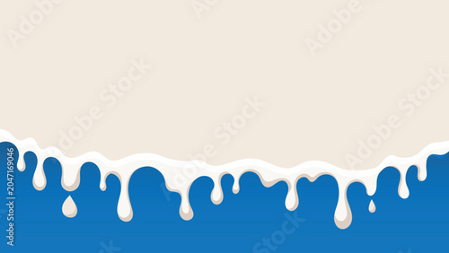Abstract blue liquid dripping background with white foam splash effect vector illustration
