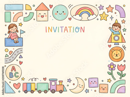 invitation with border for kids activity 