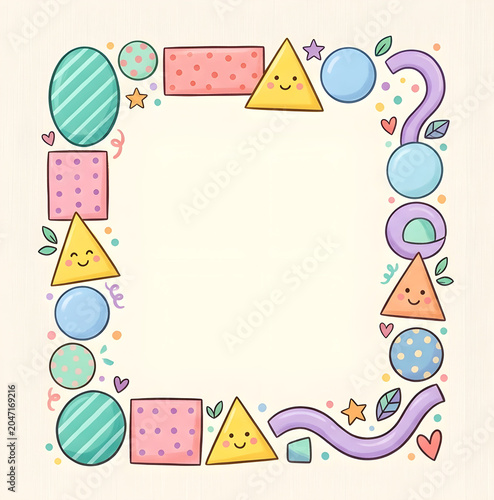 vector frame with geometric shapes suitable for kids activity 