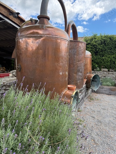 alambic ancien pour distiller la lavande en provence, France