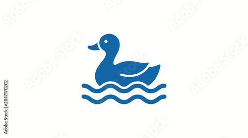 Foto Blue Duck Swimming in Water.