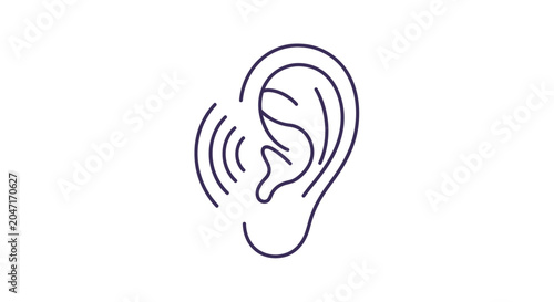 Foto Hearing Ear with Sound Waves.