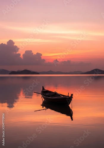 A lone boat awaits the dawn.