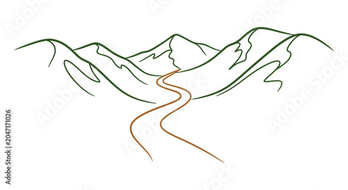 Quadro su tela Mountain range with winding road.